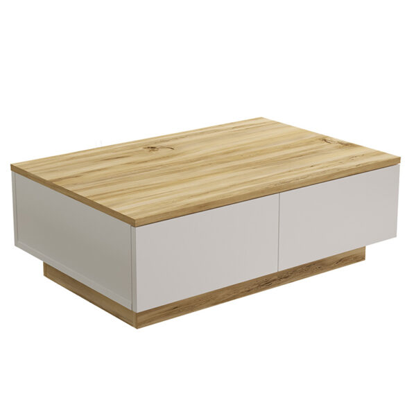 Τραπέζι σαλονιού Thunder pakoworld sonoma-λευκό 90x60x31.5εκ - 176-000106