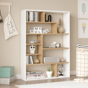 Βιβλιοθήκη Decora pakoworld σε φυσικό-λευκό απόχρωση 90x22x123.6εκ - 176-000204