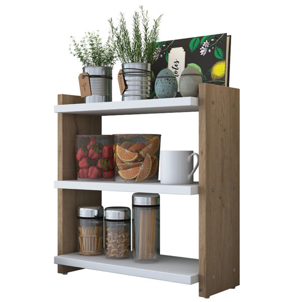 Ραφιέρα Anthia pakoworld καρυδί-λευκό 43.5x15x45εκ - 182-000032
