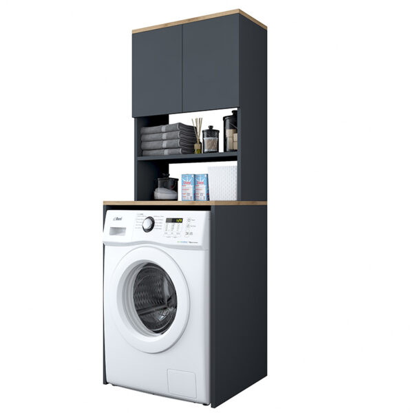 Έπιπλο πλυντηρίου Rasmus pakoworld ανθρακί-φυσικό 65x60x183.6εκ. - 182-000051
