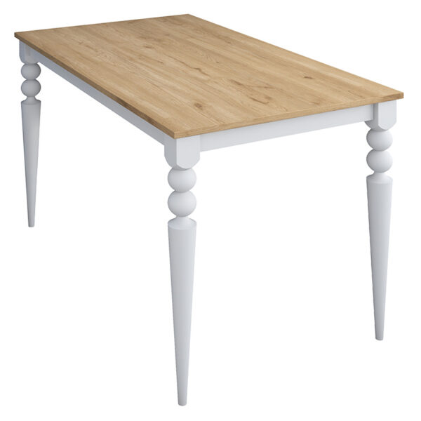 Τραπέζι Rosette pakoworld φυσικό-λευκό 120x70x73.8εκ - 182-000057