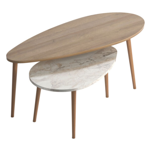 Τραπέζι σαλονιού Monty pakoworld oak-μπεζ μαρμάρου 116x46x46εκ - 185-000067