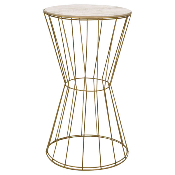 Βοηθητικό τραπέζι Yava pakoworld γκρι antique-χρυσό Φ35x58εκ - 193-000036