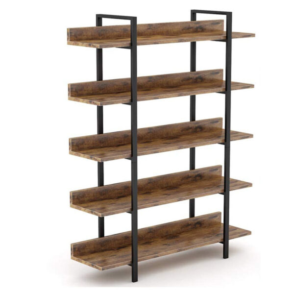 Βιβλιοθήκη Almond pakoworld καρυδί-μαύρο 119x27x185εκ - 197-000035