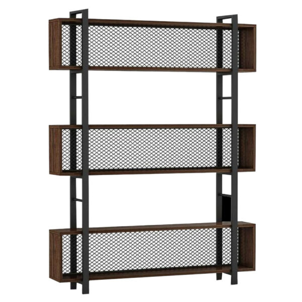 Βιβλιοθήκη Fifer pakoworld καρυδί-μαύρο 120x27x185εκ - 197-000059