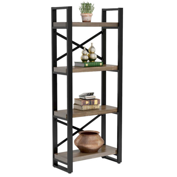 Βιβλιοθήκη Crimson pakoworld καρυδί-μαύρο 50x22x150εκ - 197-000060