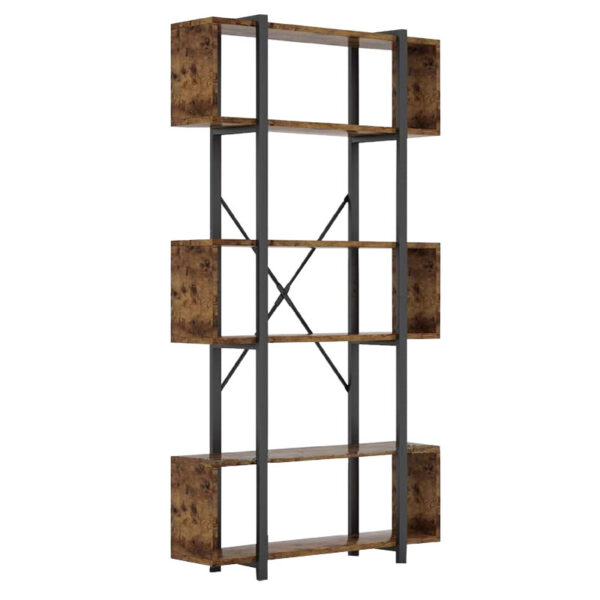 Βιβλιοθήκη Graham pakoworld καρυδί-μαύρο 120x22x185εκ - 197-000061