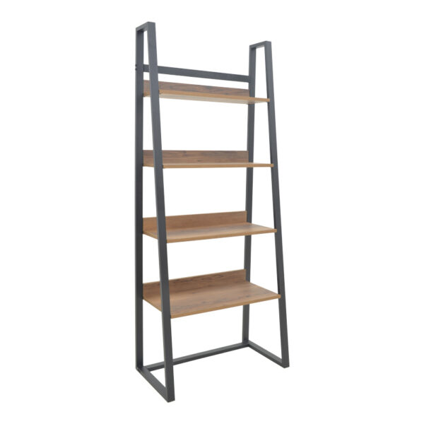 Βιβλιοθήκη Ryder pakoworld καρυδί-μαύρο 75x36x185εκ - 197-000064