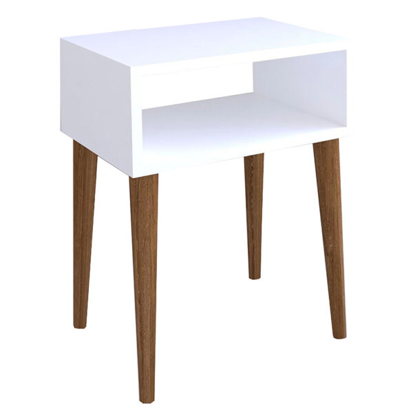 Κομοδίνο Hank pakoworld λευκό-καρυδί 45x30x60εκ - 197-000125