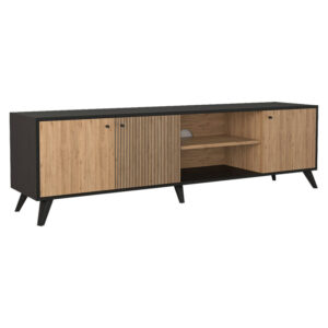 Έπιπλο τηλεόρασης Flipter pakoworld μελαμίνης sonoma-μαύρο 180x40x51εκ - 197-000171