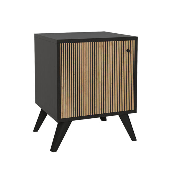 Κομοδίνο Flipter pakoworld μελαμίνης oak-μαύρο 40x40x55εκ - 197-000203