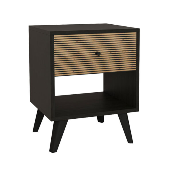 Κομοδίνο Flipter pakoworld μελαμίνης μαύρο-oak 40x40x55εκ - 197-000204