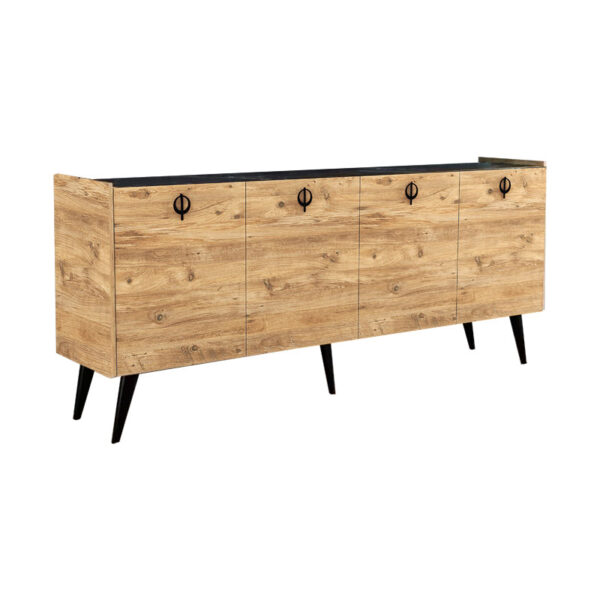Μπουφές Jeslie pakoworld μελαμίνης oak-ανθρακί 180x40x79εκ - 197-000207