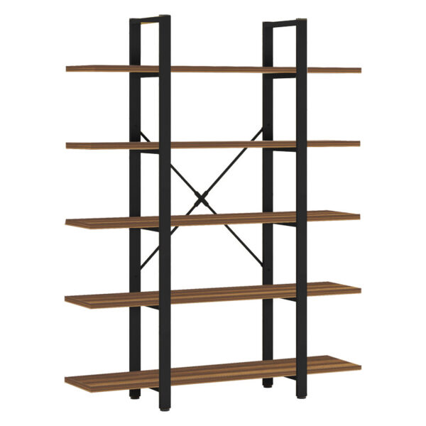 Βιβλιοθήκη Esthon pakoworld καρυδί-μαύρο μέταλλο 120x28x180εκ - 197-000228