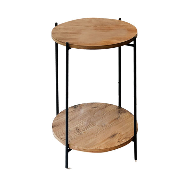 Βοηθητικό τραπέζι Tsouki pakoworld oak-μαύρο Φ40x60εκ - 197-000235