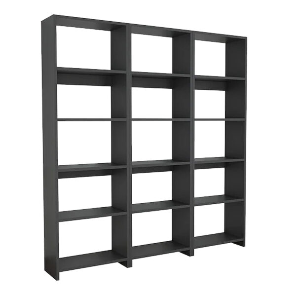 Βιβλιοθήκη Rabuku pakoworld σε ανθρακί απόχρωση 146x22x160εκ - 197-000280