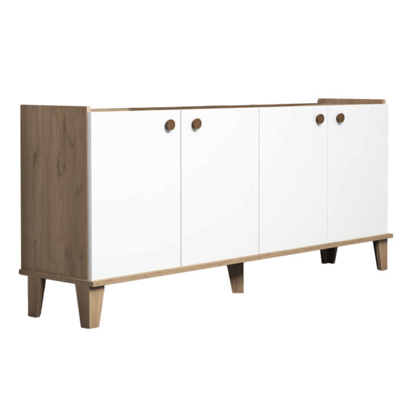 Μπουφές Lethak pakoworld σε oak-λευκή απόχρωση 180x41x78εκ - 197-000285