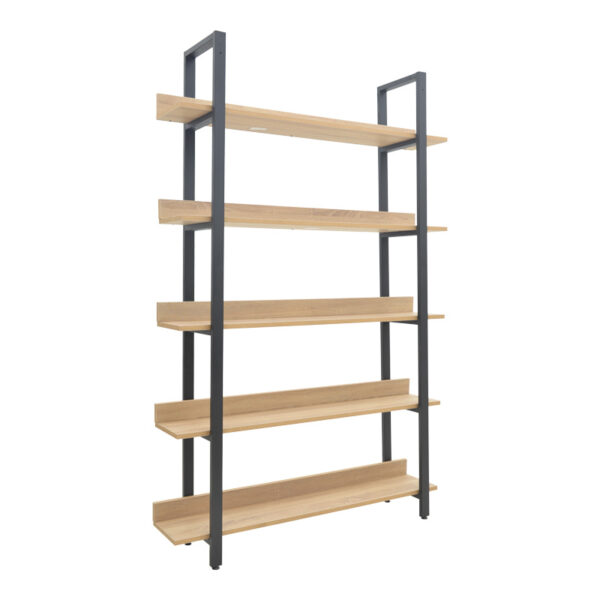 Βιβλιοθήκη Almond pakoworld σε oak-μαύρη απόχρωση 120x29x185εκ - 197-000290
