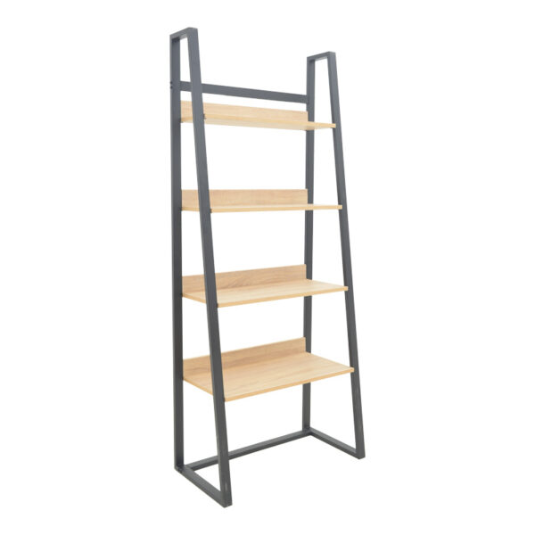 Βιβλιοθήκη Ryder pakoworld σε oak-μαύρη απόχρωση 75x36x185εκ - 197-000293