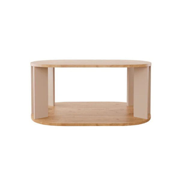 Τραπέζι Solka pakoworld σε oak απόχρωση με ανοιχτό γκρι 90x56x40εκ - 197-000310