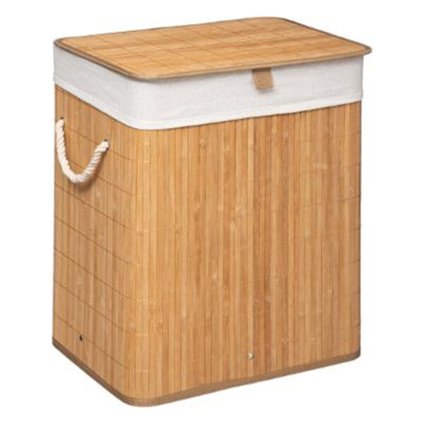 Καλάθι απλύτων Natural pakoworld χρώμα φυσικό-λευκό 40x30x50εκ - 199-000056