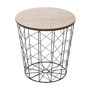 Βοηθητικό τραπέζι σαλονιού Cabel pakoworld oak-μαύρο Φ37.5x37εκ - 199-000096