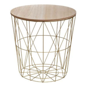 Τραπέζι σαλονιού Kumi pakoworld oak-χρυσό Φ41x40εκ - 199-000175
