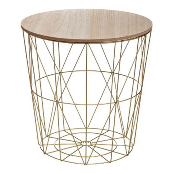 Τραπέζι σαλονιού Kumi pakoworld oak-χρυσό Φ41x40εκ - 199-000175