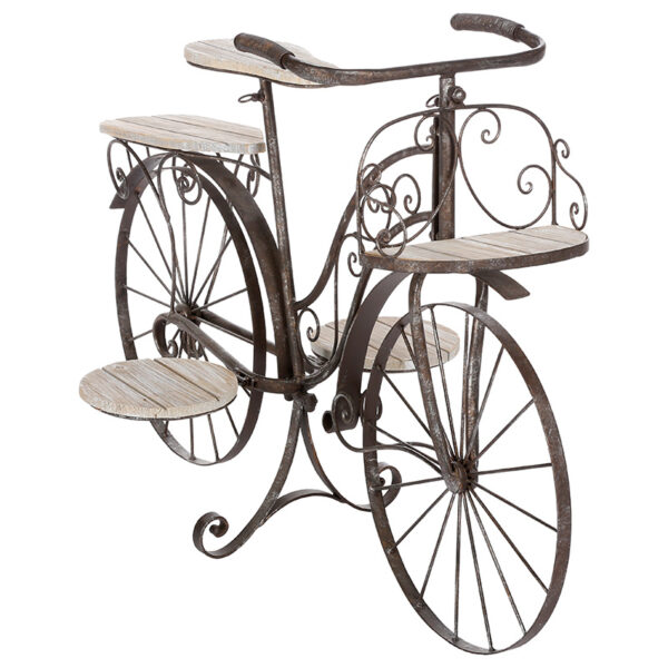 Ραφιέρα-σταντ φυτών Bicycle pakoworld καφέ σφυρήλατο 97x46x64εκ - 199-000254