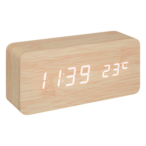 Επιτραπέζιο ρολόι Gamiel pakoworld φυσικό χρώμα mdf 15x4x7εκ - 199-000560