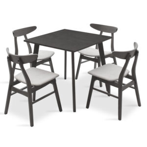 Tραπεζαρία Benson - Orlean pakoworld σετ 5τμχ rustic grey - ύφασμα γκρι 80x80x75εκ - 200-000179