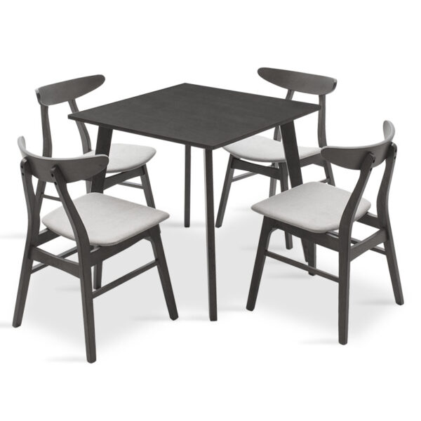 Tραπεζαρία Benson - Orlean pakoworld σετ 5τμχ rustic grey - ύφασμα γκρι 80x80x75εκ - 200-000179