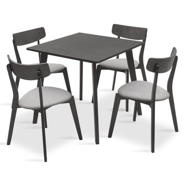 Tραπεζαρία Benson - Toto pakoworld σετ 5τμχ rustic grey - ύφασμα grey 80x80x75εκ - 200-000181