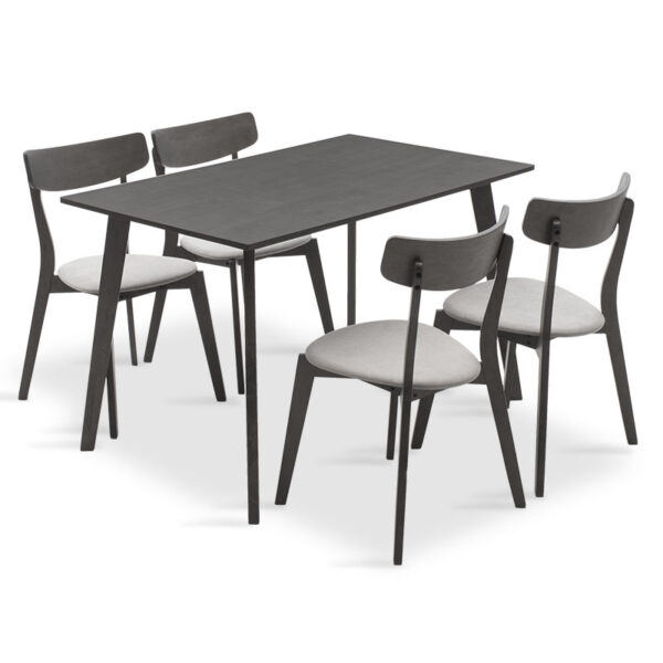 Tραπεζαρία Benson - Toto pakoworld σετ 5τμχ rustic grey - ύφασμα γκρι 120x75x75εκ - 200-000187
