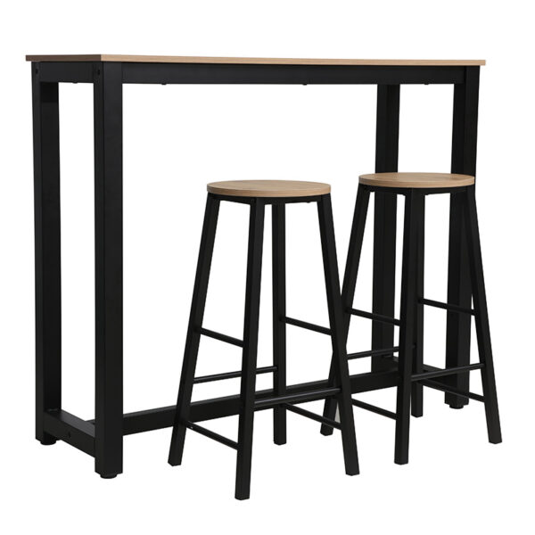Σετ τραπέζι μπαρ Marle pakoworld 3τμχ sonoma-μαύρο πόδι 120x40x100εκ - 225-000015