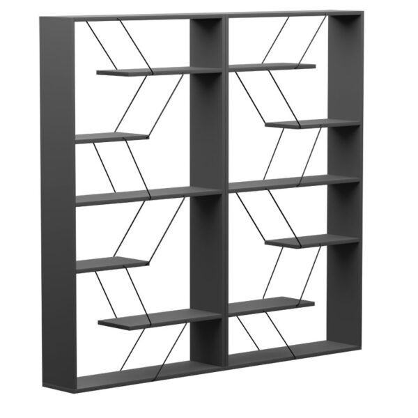 Βιβλιοθήκη Tars pakoworld ανθρακί-μαύρο 168x24x157εκ - 225-000044