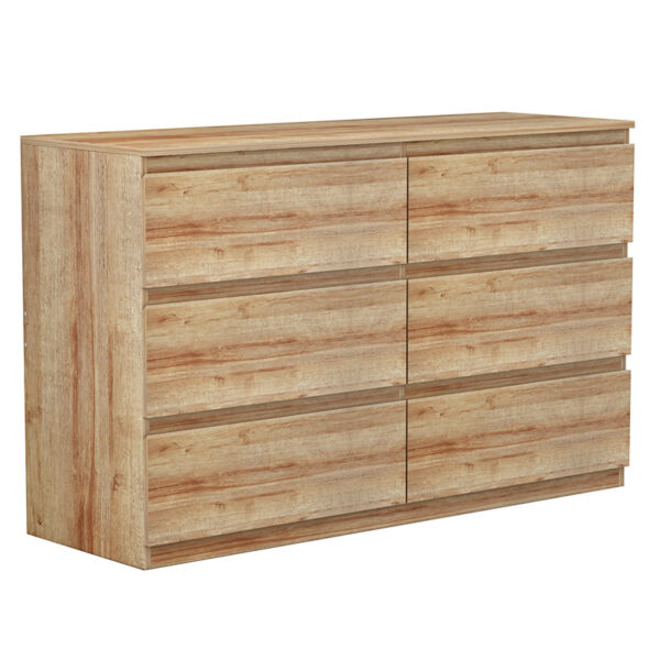 Συρταριέρα Cindy pakoworld 6 συρταριών φυσικό 120x40x75εκ - 230-000007