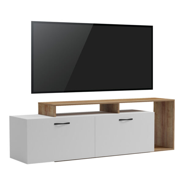 Έπιπλο τηλεόρασης Tobler pakoworld σε oak- λευκή απόχρωση 170x40x53εκ - 230-000070
