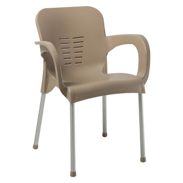 Πολυθρόνα Feast pakoworld PP cappucino-αλουμίνιο γκρι - 253-000022