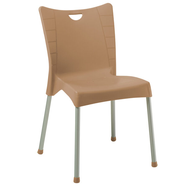 Καρέκλα Crafted pakoworld PP cappucino-αλουμίνιο γκρι - 253-000037