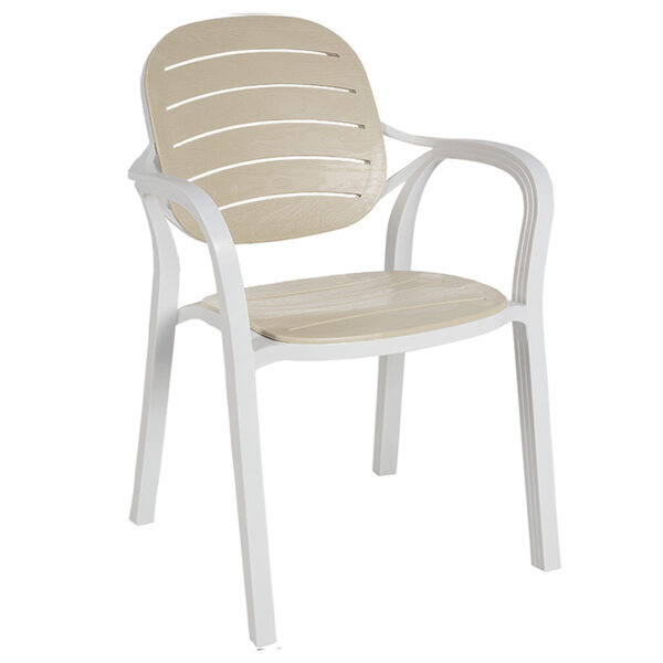 Πολυθρόνα Gentle pakoworld PP λευκό-cappucino - 253-000047