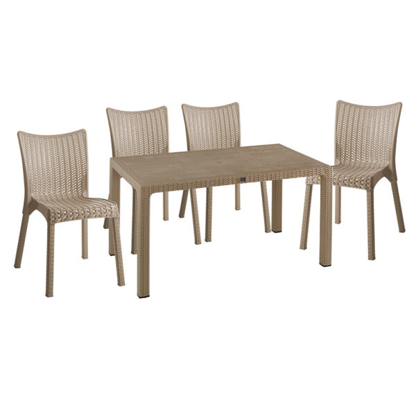 Τραπεζαρία Explore-Confident pakoworld σετ 5τεμ PP cappuccino 150x90x73,5εκ. - 253-000065