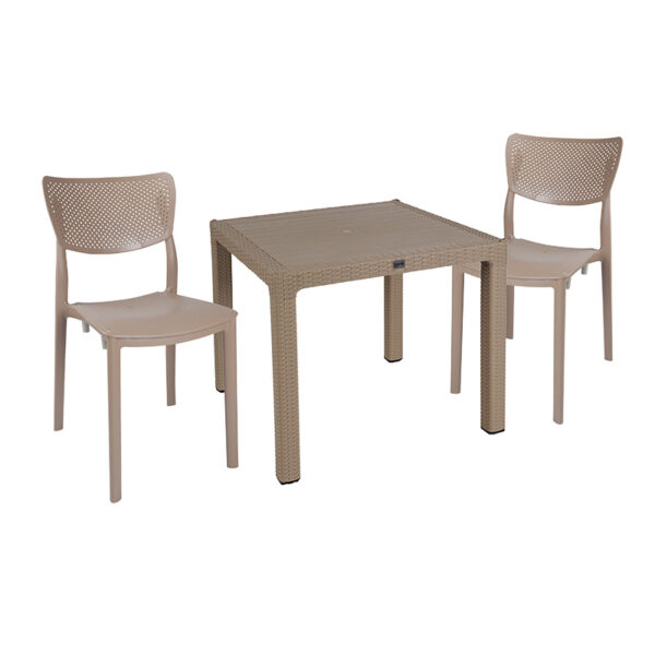 Τραπεζαρία Explore-Ignite pakoworld σετ 3τεμ PP cappuccino 90x90x73,5εκ - 253-000072