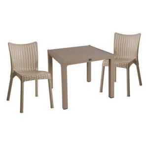 Τραπεζαρία Explore-Confident pakoworld σετ 3τεμ PP cappuccino 90x90x73,5εκ - 253-000076