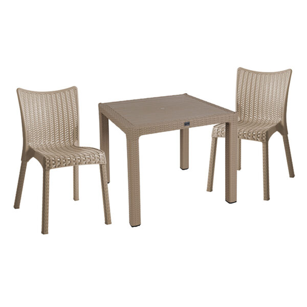 Τραπεζαρία Explore-Confident pakoworld σετ 3τεμ PP cappuccino 90x90x73,5εκ - 253-000076