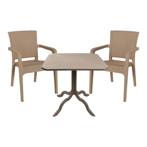 Τραπεζαρία Icoan-Halcyon pakoworld σετ 3τεμ PP σε cappuccino απόχρωση - 253-000093