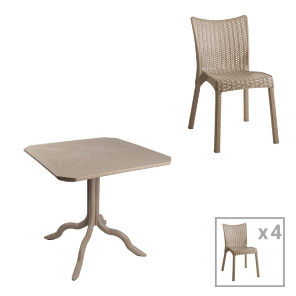 Τραπεζαρία Icon-Confident pakoworld σετ 5τεμ PP σε cappuccino απόχρωση - 253-000098