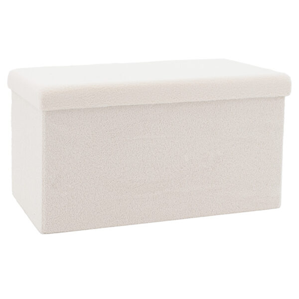 Σκαμπό-μπαούλο Forward pakoworld ύφασμα μπουκλέ ivory 76.5x38x37.5εκ - 257-000004