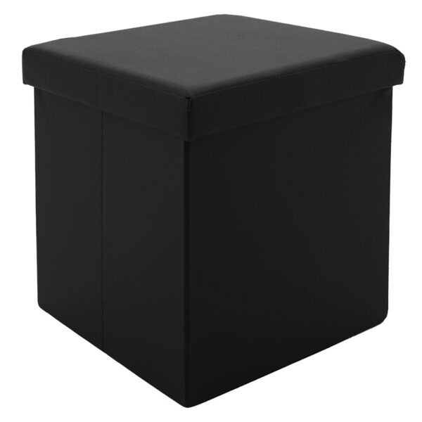 Σκαμπό-μπαούλο Crystal pakoworld pu μαύρο 38x38x38εκ - 257-000012