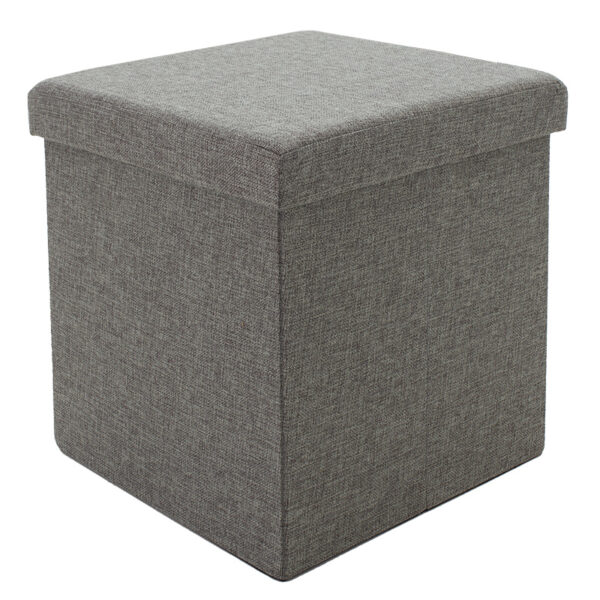 Σκαμπό-μπαούλο Crystal pakoworld ύφασμα γκρι 38x38x38εκ - 257-000013